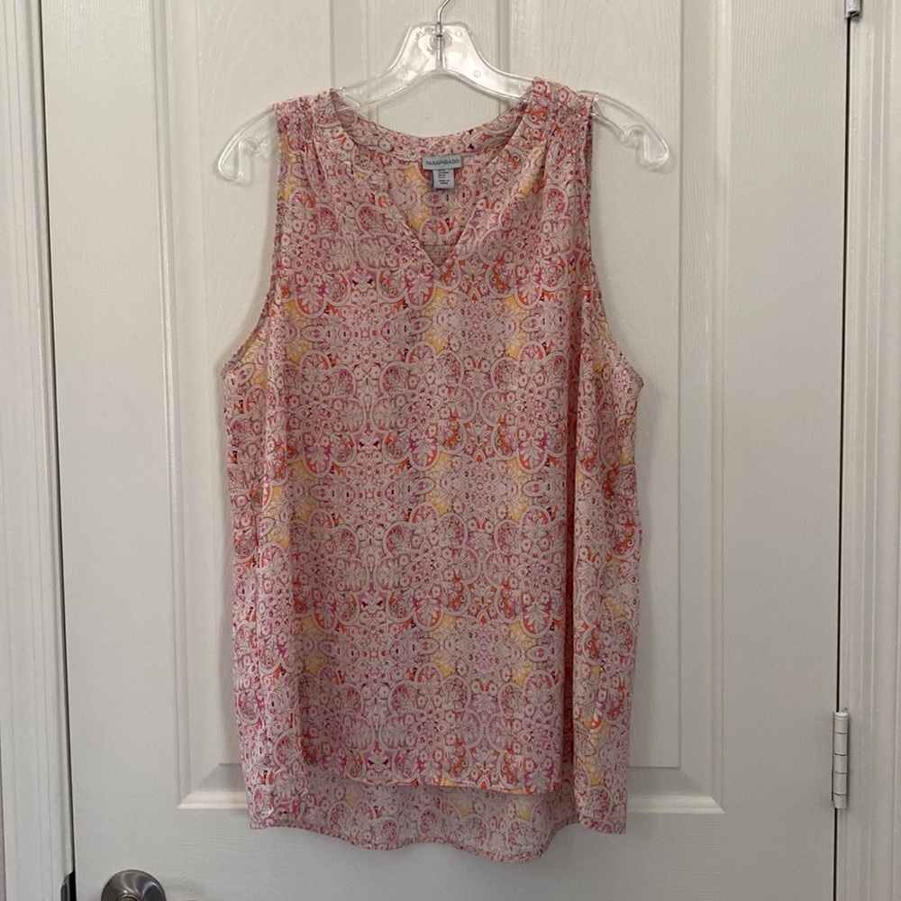 Paraphrase Multi Color Pattern Tank Top With V Cu… - image 3